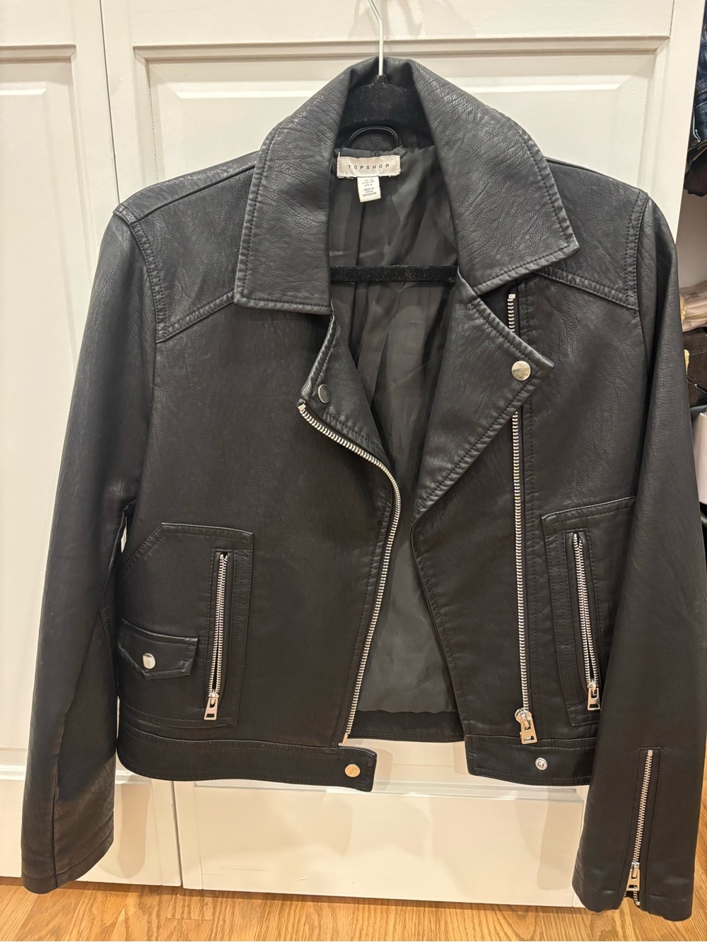Topshop Black Leather Moto Jacket